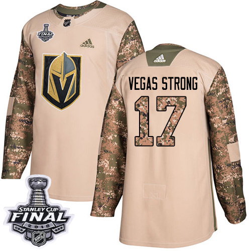 Adidas Golden Knights #17 Vegas Strong Camo Authentic Veterans Day 2018 Stanley Cup Final Stitched NHL Jersey